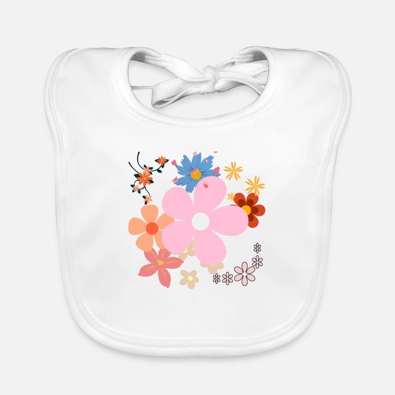 FLORAL - Bavoir bio Bébé - blanc