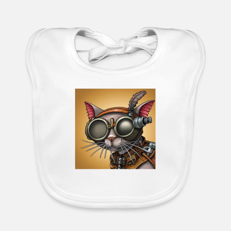 A walk through the robot mind: Steampunk Cat Organic Baby Bibs