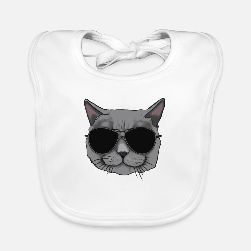 Chat britannique gris avec lunettes de soleil Bavoir bio Bébé