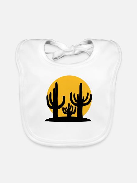 Silhouette Sun 3 Cacti - Organic Baby Bibs - white - Front