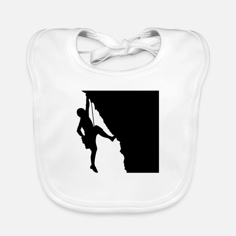 Silhouette d’alpiniste d’escalade - Bavoir bio Bébé - blanc