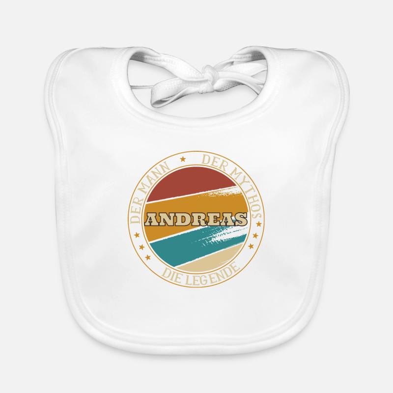 ANDREAS DER MAN THE MYTH THE LEGEND - Organic Baby Bibs - white