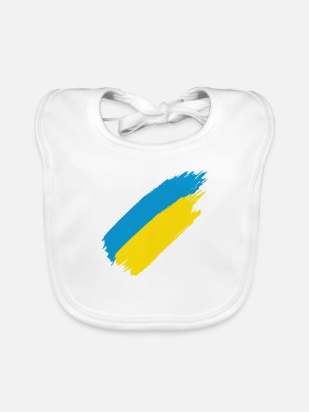 Ukraine Flagge Fan T-shirt - Baby Bio-Lätzchen - Weiß