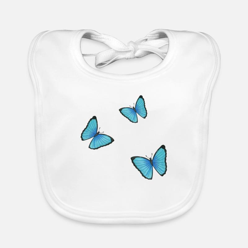 blaue Schmetterlinge - Baby Bio-Lätzchen - Weiß