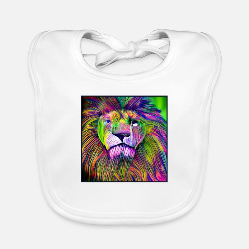 LION MULTICOLORE Bavoir bio Bébé
