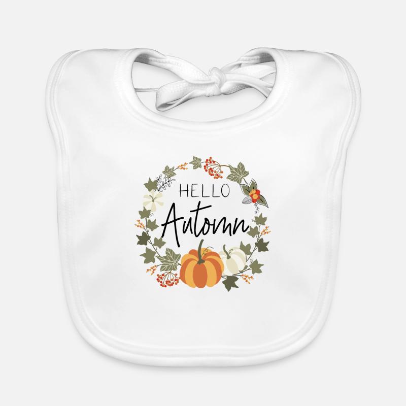 Hello automn - Bavoir bio Bébé - blanc