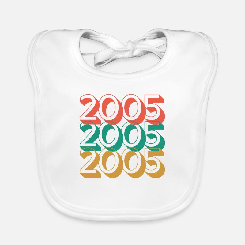 Anniversaire année 2005 / Vintage 2005 - Bavoir bio Bébé - blanc