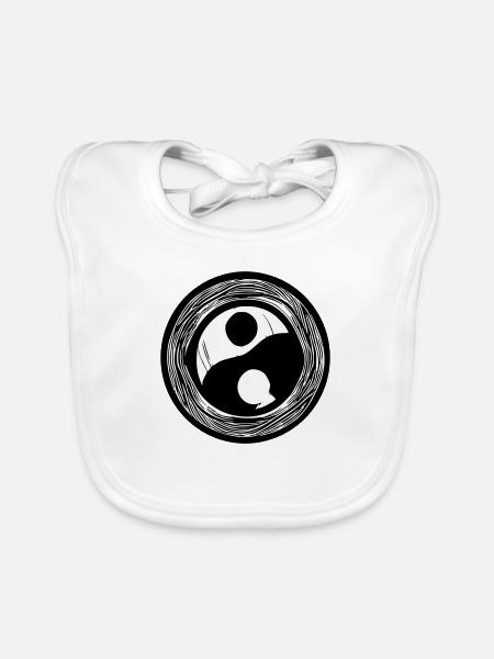 Yin Yang Sign Symbol Peace Happiness Vector 11 - Organic Baby Bibs - white - Front