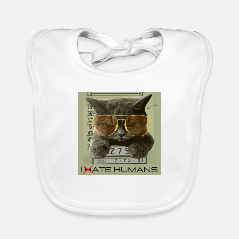Angry cat Jeffrey Dahmer - Bavoir bio Bébé - blanc