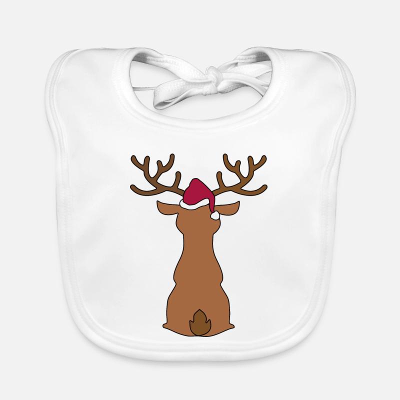 Drôle d’orignal pour Noël - Bavoir bio Bébé - blanc