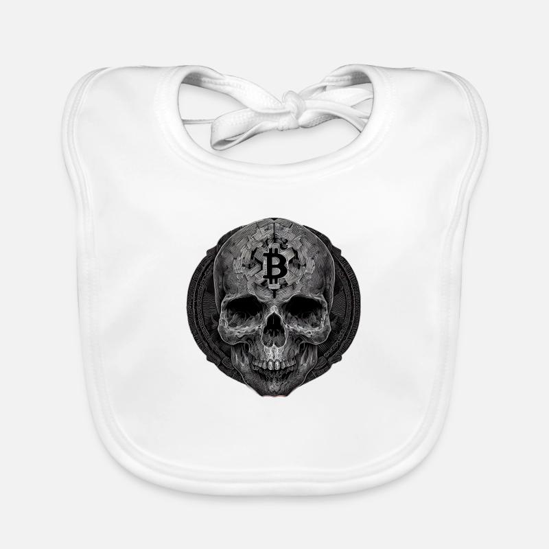 Fusion de la mort et Bitcoin - Bavoir bio Bébé - blanc