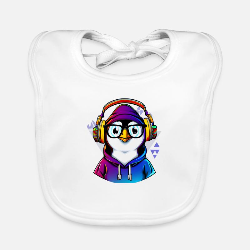 Nerd Pinguin mit Pullover Baby Bio-Lätzchen