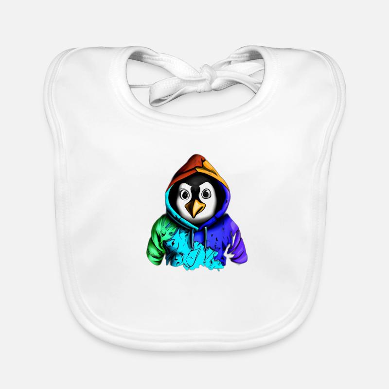 Überraschter Pinguin mit Pullover Baby Bio-Lätzchen