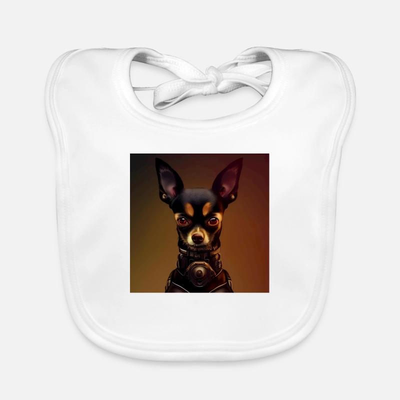 Dark Chihuahua in steampunk uniform Organic Baby Bibs