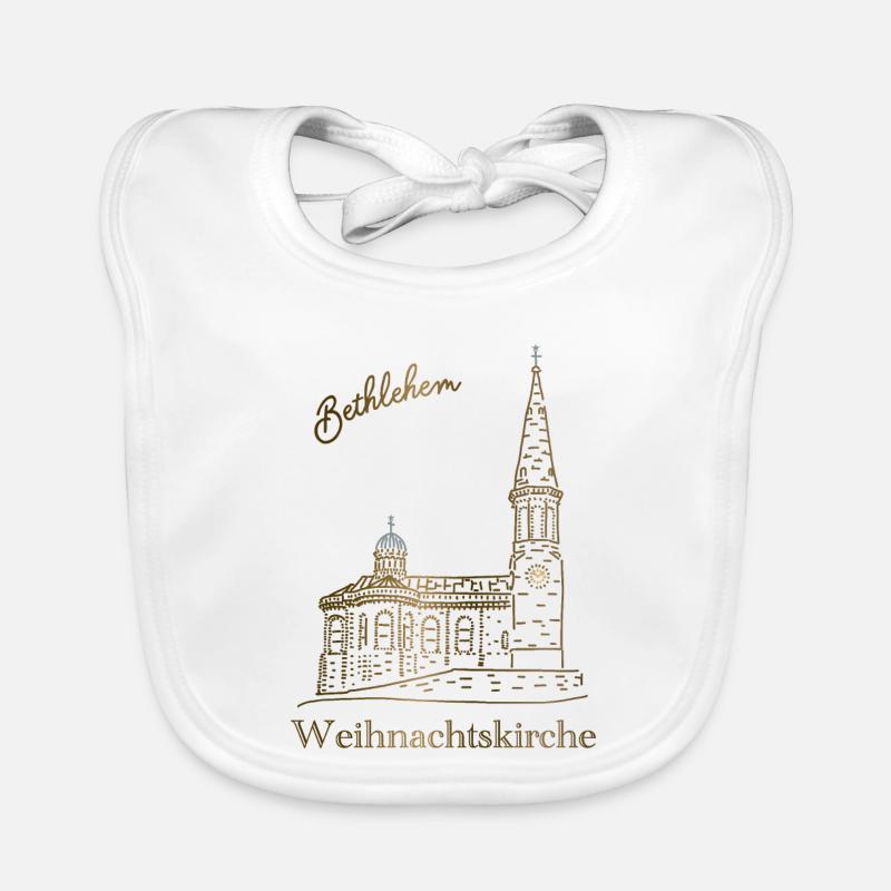Weihnachtskirche Bethlehem, handgezeichnet Baby Bio-Lätzchen