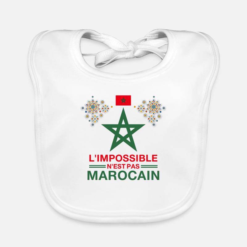 Maroc - L'impossible n'est pas marocain - Bavoir bio Bébé - blanc