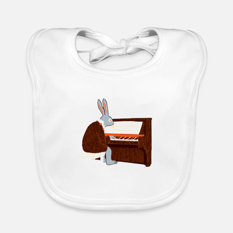 Rabbit plays piano Organic Baby Bibs