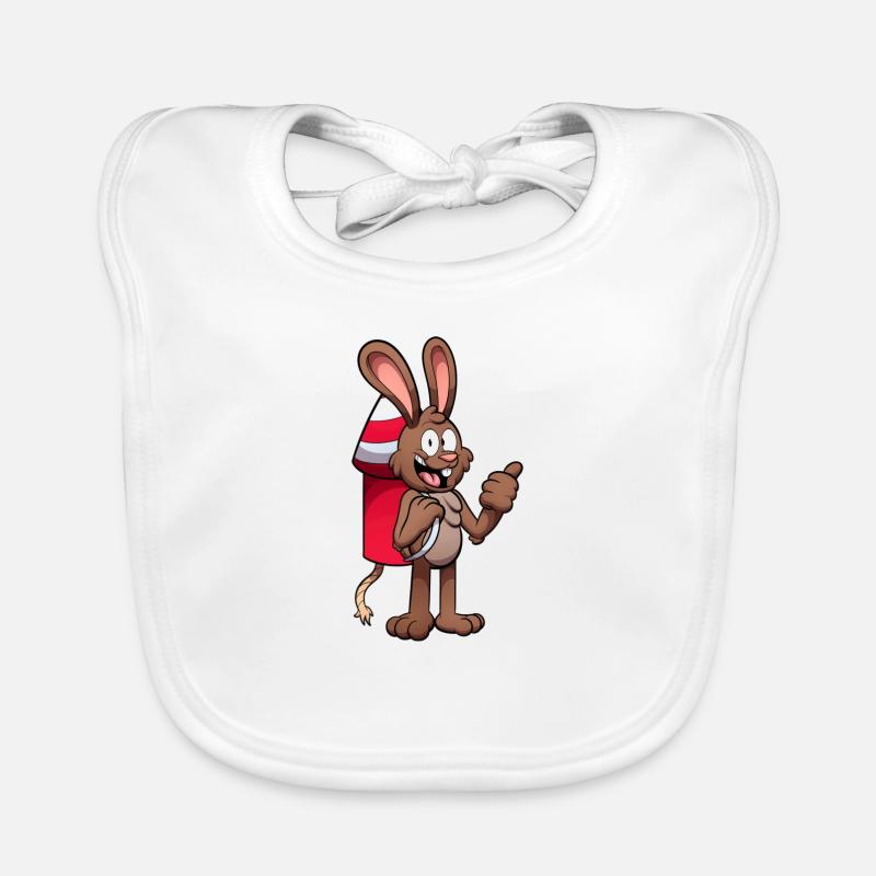 Rabbit With Firework Jetpack Organic Baby Bibs