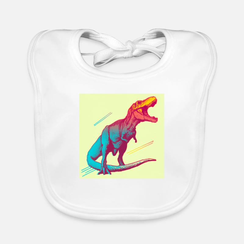 T-Rex Bunt - Baby Bio-Lätzchen - Weiß