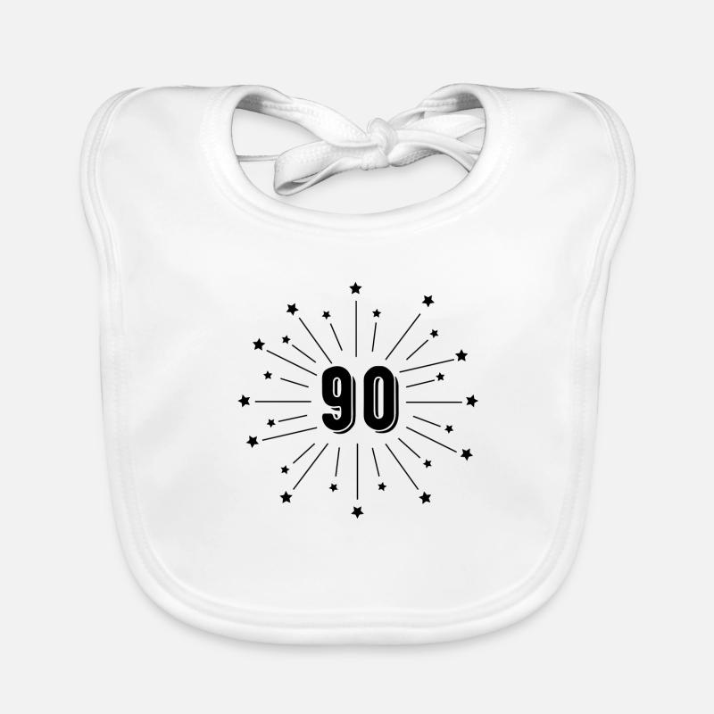 90e anniversaire étoilé - cadeau 90 ans - Bavoir bio Bébé - blanc
