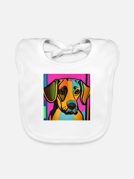 Chien Pop Art - Bavoir bio Bébé - blanc - Devant