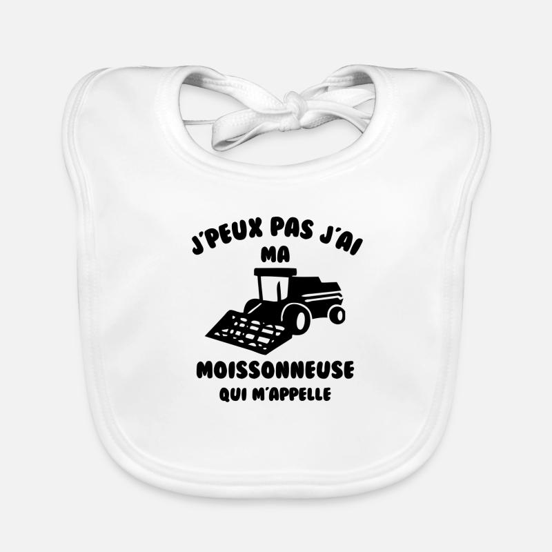 J’peux pas j’ai ma moissonneuse qui m’appelle - Bavoir bio Bébé - blanc