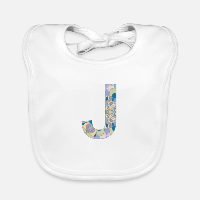 Letter J in mandala, ideal for displaying the first Organic Baby Bibs