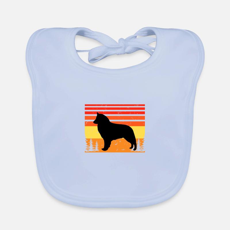 Belgian Shepherd Groenendael Dog Silhouette Retro Organic Baby Bibs