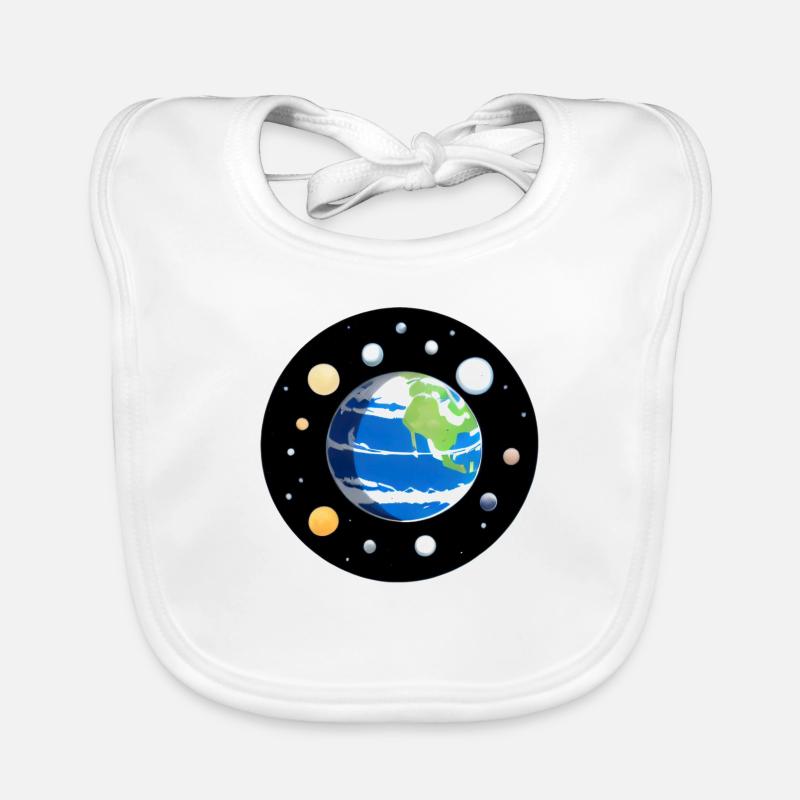 Mignon dessin animé représentation de la planète Terre 7 Bavoir bio Bébé