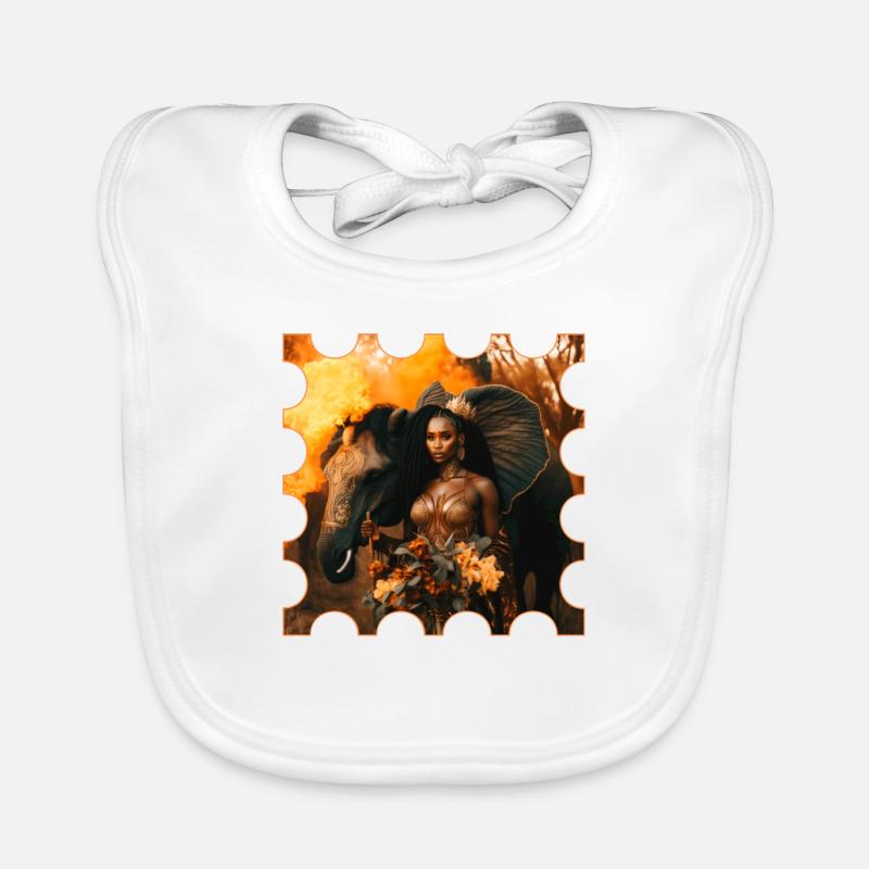 Femme au design d’éléphant - Bavoir bio Bébé - blanc
