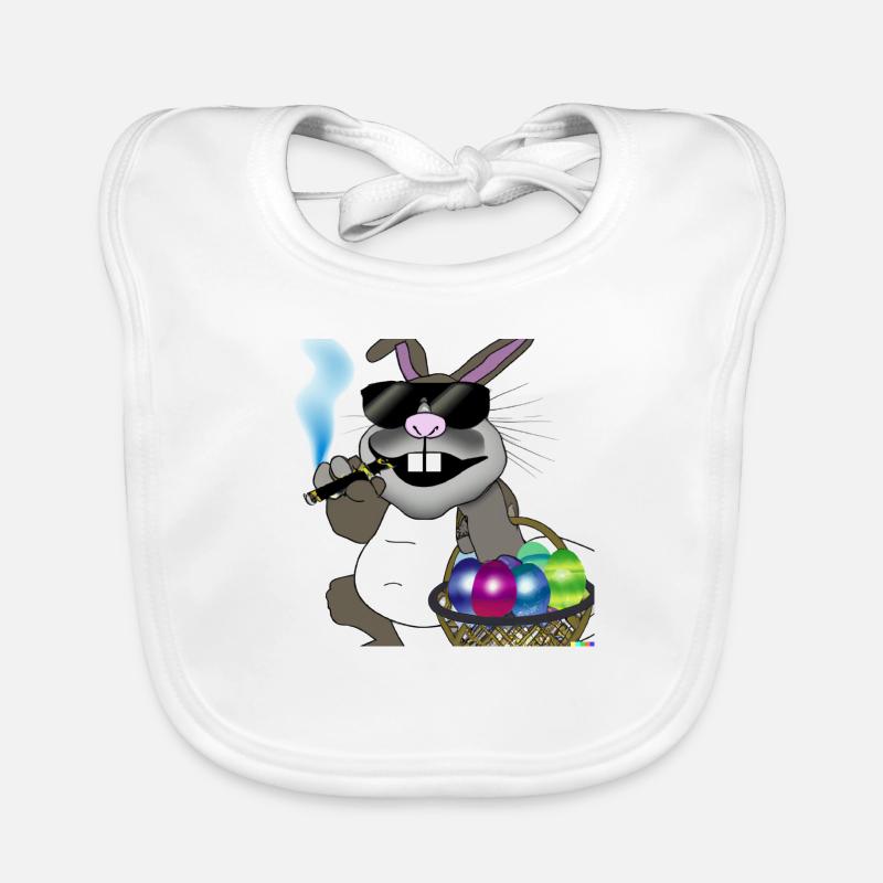 Lapin de Pâques 5 - Bavoir bio Bébé - blanc