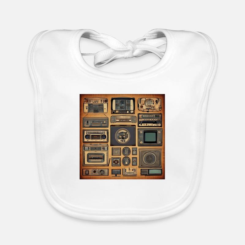 Retro electronics 80s style Organic Baby Bibs
