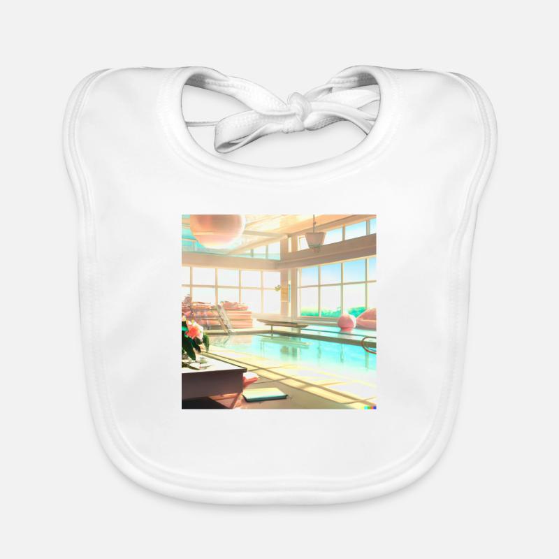 A sun-drenched lounge area digital art Organic Baby Bibs