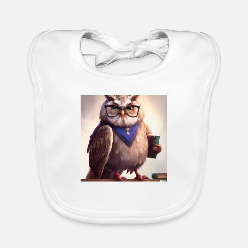 Owl as librarian digital art Organic Baby Bibs
