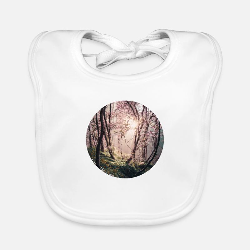 Forêt de cerisier en fleur - Bavoir bio Bébé - blanc