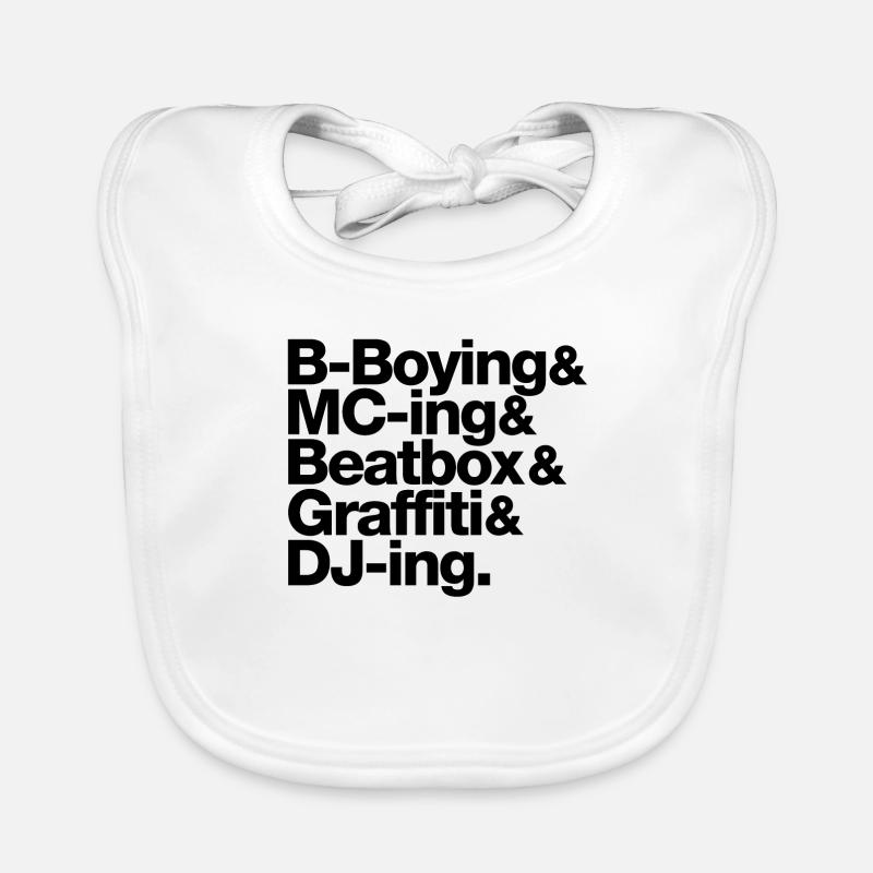 Hip Hop Five Elements black Organic Baby Bibs
