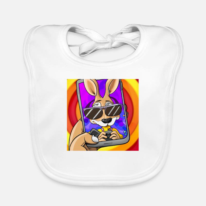 Kangaroo makes selfie gift Organic Baby Bibs