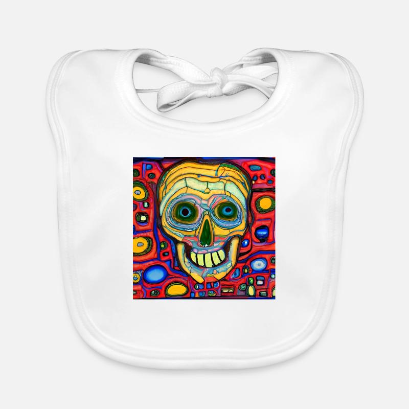 Farbiger Hintergrund mit Schädel Baby Bio-Lätzchen