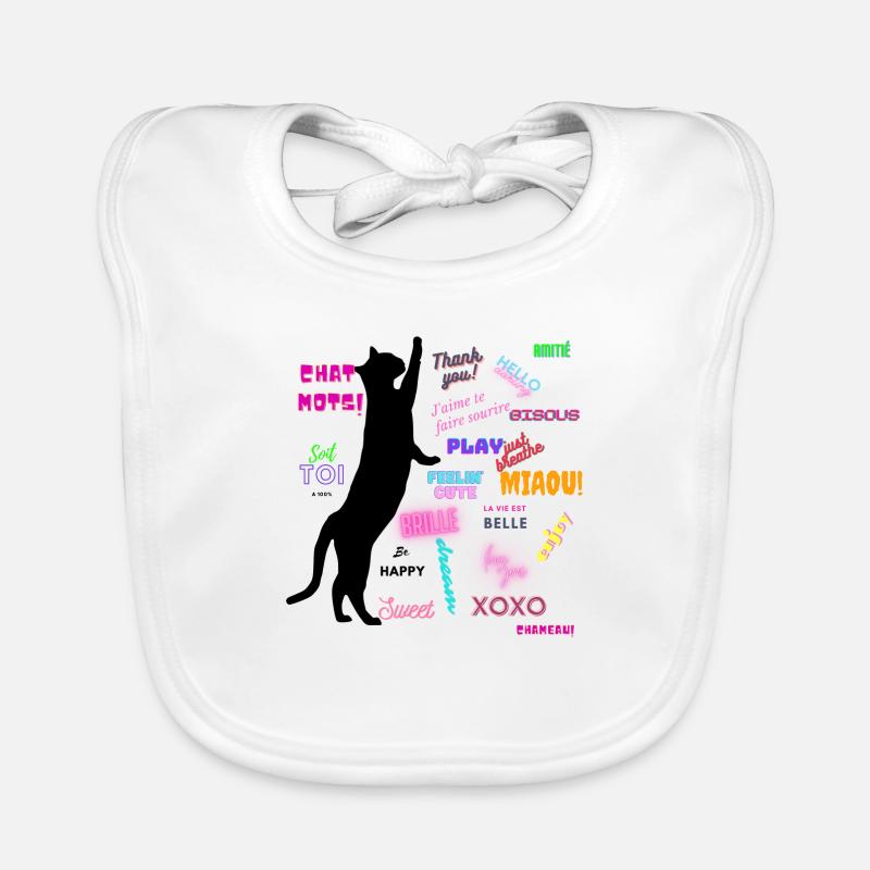 Chat mots Bavoir bio Bébé