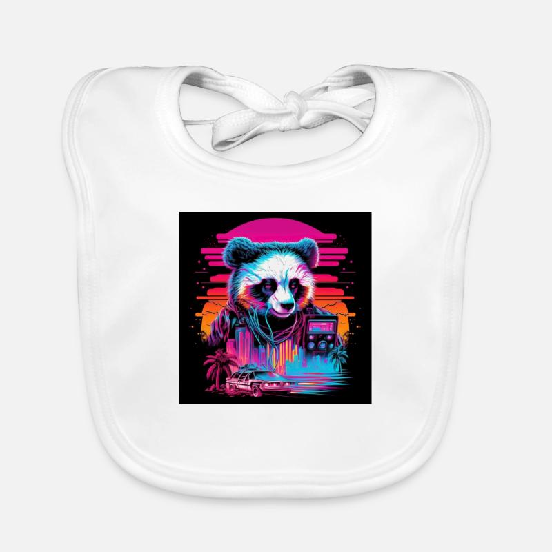 Panda aux couleurs néon, synthwave / 80s Bavoir bio Bébé