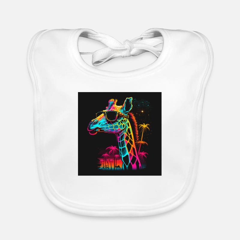 Girafe aux couleurs néon, synthwave / 80s Bavoir bio Bébé