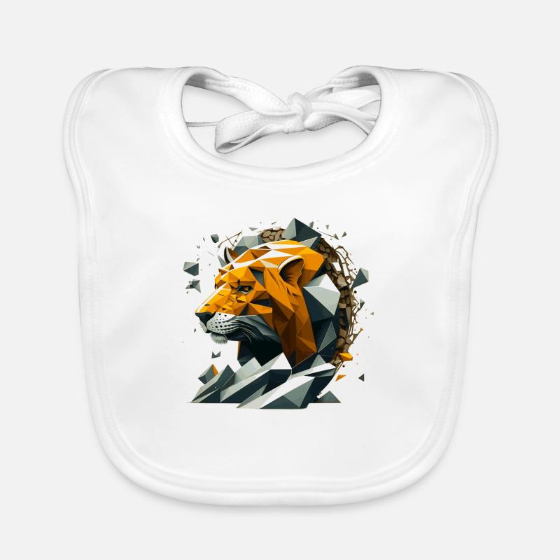 3D vector lion illustration in polygon look Organic Baby Bibs