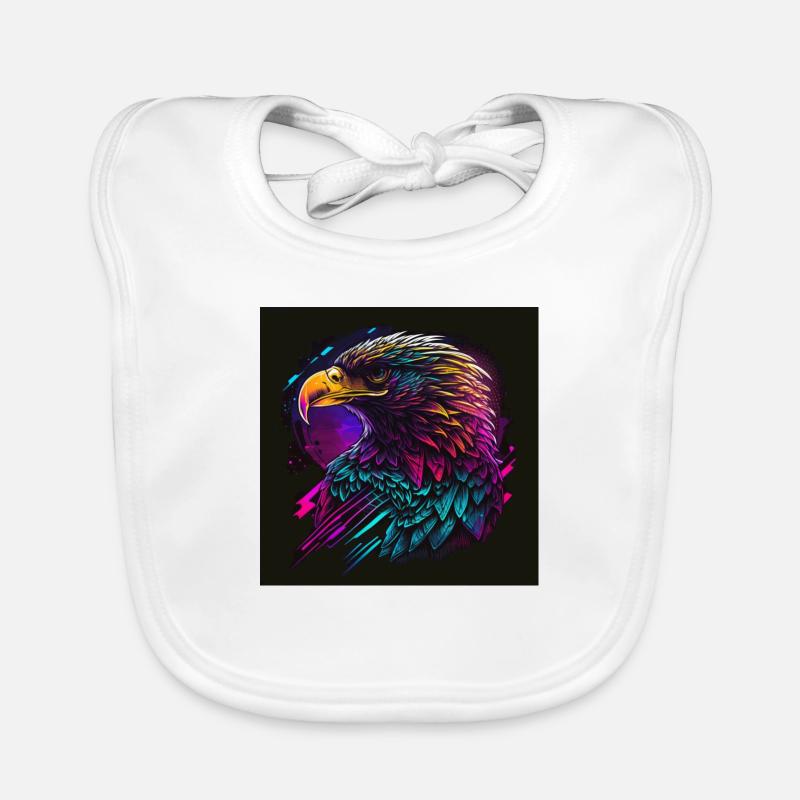 Eagle with neon colors, synthwave / 80s Organic Baby Bibs