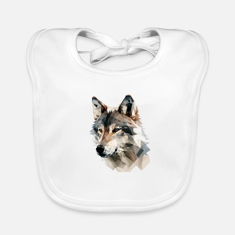 Polygone Expressif Loup – Faune Bavoir bio Bébé