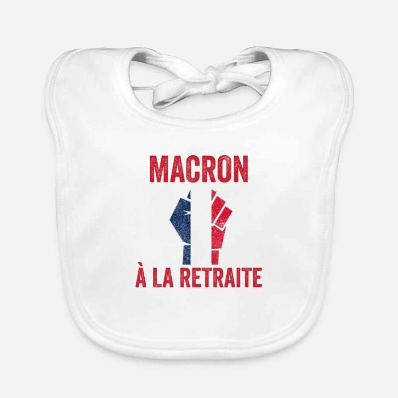 macron à la retraire Grève 2023 Bavoir bio Bébé
