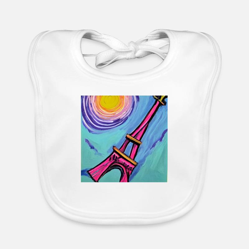 Paris Eiffel Tower van gogh Organic Baby Bibs