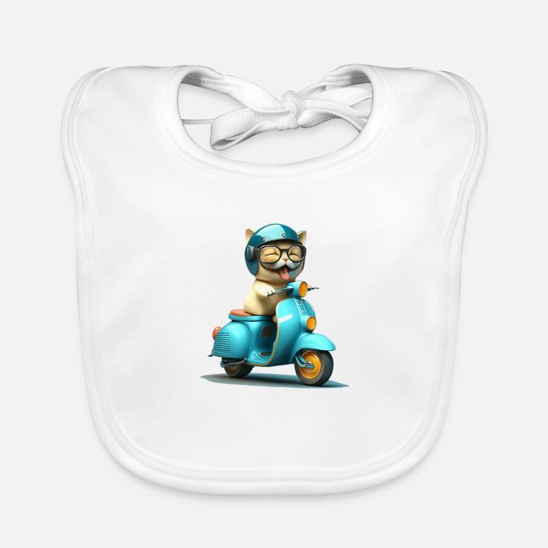 Laughing Cat on Scooter Gift Organic Baby Bibs