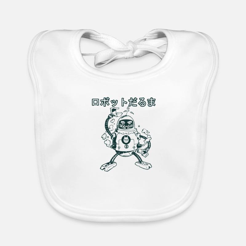 Daruma Robot (black and white) Organic Baby Bibs