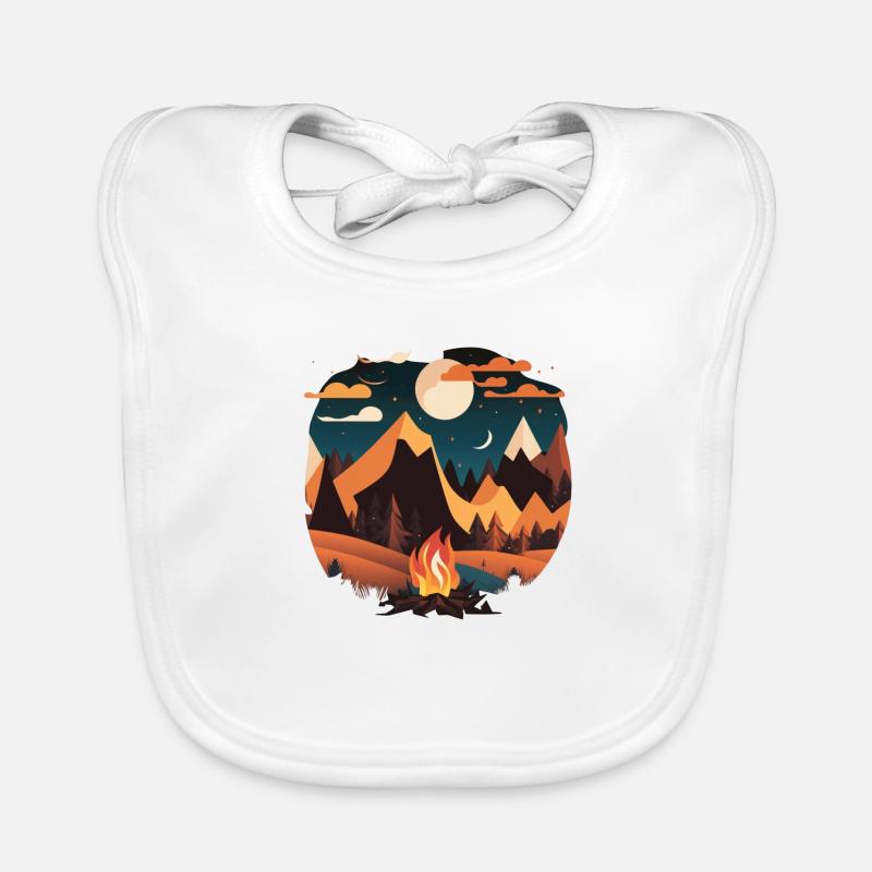 Camping by moonlight with campfire Organic Baby Bibs