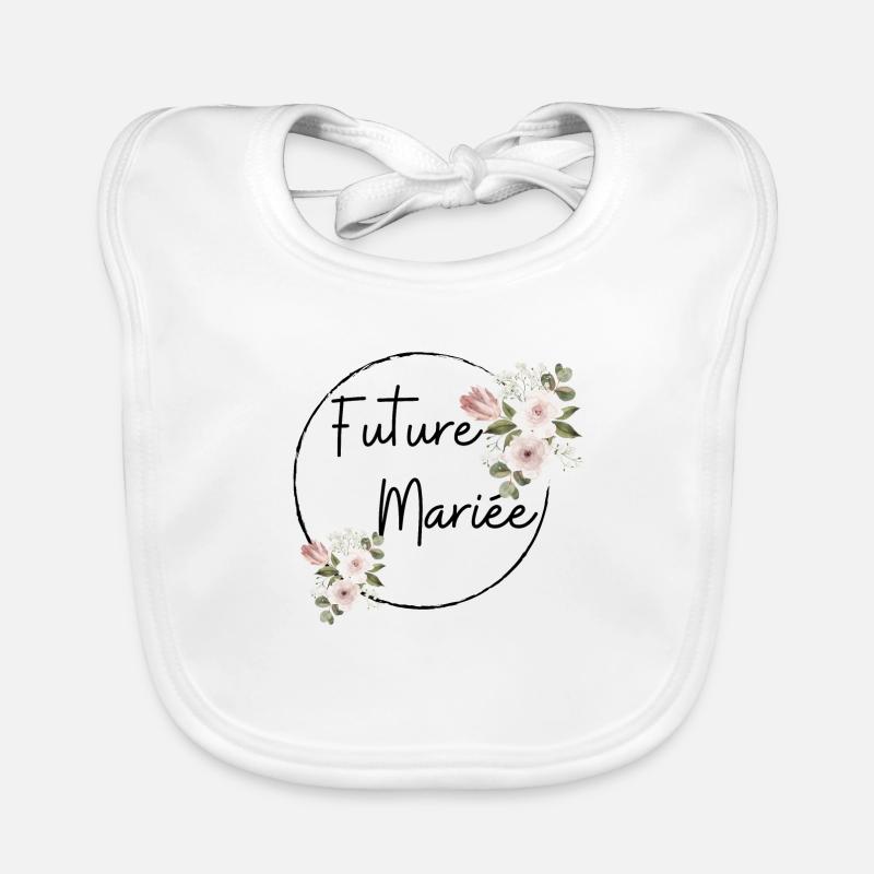 Future mariée floral - Bavoir bio Bébé - blanc